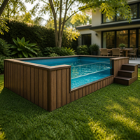 Piscine rectangulaire en fibre de verre sur mesure de 20 pieds, conteneur d'expédition personnalisé, piscine en FRP avec échelle de sécurité pour les loisirs en plein air en famille