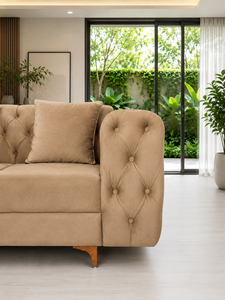 Elegante Sofá Esquinero en Forma de L con Mesa, Estructura de Madera Maciza, Espuma de Alta Densidad, Tela Premium para Sala de Estar - Product Image 2