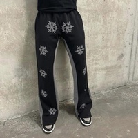 Celana Sweatpants Beludru Warna-warni Model Cross Flare Spliced, Pinggang Sedang, Gaya Y2K Urban, Celana Musim Dingin, Celana Sweatpants Flare Pria