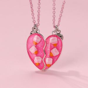 Collier pendentif cœur magnétique lumineux en émail pour couples, meilleurs amis pour toujours, collier BFF pour enfants - Product Image 4