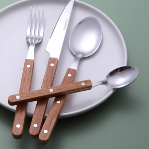 Tay Cầm Bằng Gỗ Thép Không Gỉ Dĩa Và Dao Sang Trọng Bộ Dao Kéo Màu Vàng Cho wedd Matte Vàng Dao Kéo Cho Đám Cưới - Product Image 6