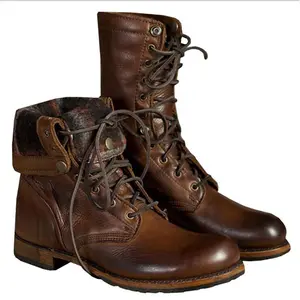 2021 New Vintage Martin leather British Retro paratrooper boots fashion motorcycle boots knight round head short boots