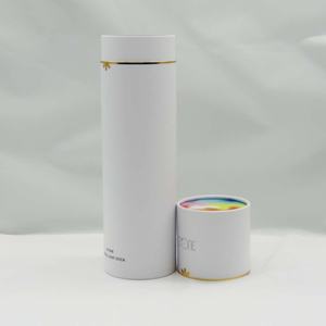 กล่องบรรจุภัณฑ์เครื่องสำอางแบบหลอดกระดาษแข็งสีขาวปั๊มฟอยล์ทอง กล่องบรรจุภัณฑ์เสื้อยืดแบบหลอด - Product Image 2