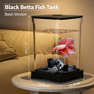 Kit de démarrage pour <span class=keywords><strong>aquarium</strong></span> extérieur, LED, acrylique, boîte en forme de seau de 2 L avec motifs floraux pour poissons <span class=keywords><strong>Betta</strong></span>, crevettes, poissons rouges - Product Image 5