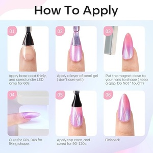 Cat Eye <b>Gel</b> <b>Nail</b> Polish, 6 Colors Shimmer Pearl Magnetic <b>Nail</b> Drawing <b>Set</b> with Magnet - Product Image 6
