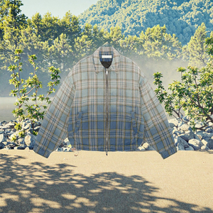 Custom Vintage Washed Heavyweight Zip <b>Flannel</b> <b>Jacket</b> Quilted Loose Fit Street Oversized Plaid Bomber Winter Casual Front - Product Image 3