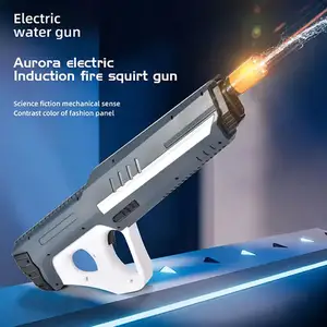 Pistola de água elétrica para tiro ao ar livre 2024, com absorção de água, pistola de água automática piscante no escuro