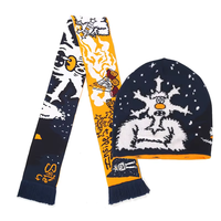 OEM Design Doppelseite gestrickt Fußball Fußball Fan Hals Schal Schädel Kappen benutzer definierte Weihnachts mütze und Schal mit Logo