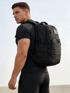 Mochila Táctica de Mezclilla Anti-Robo, Negra, Pequeña, con Forro de Nailon, Unisex - Product Image 2