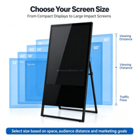Kios Iklan Digital Signage LCD Layar Sentuh 43 Inci dengan Bingkai A, 1920X1080, CMS Terintegrasi, Tipe Lantai, untuk Tampilan Direktori Mal