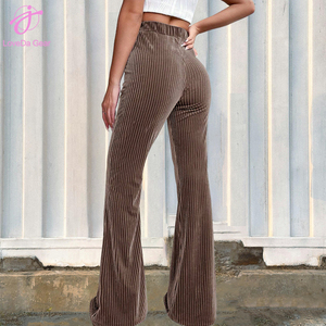 Loveda New Arrival da <span class=keywords><strong>donna</strong></span> Casual <span class=keywords><strong>a</strong></span> vita alta in <span class=keywords><strong>velluto</strong></span> <span class=keywords><strong>a</strong></span> <span class=keywords><strong>coste</strong></span> tinta unita <span class=keywords><strong>pantaloni</strong></span> <span class=keywords><strong>a</strong></span> zampa larga - Product Image 4