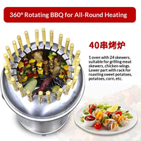 Barbecue au charbon de bois portable en acier inoxydable pour usage commercial - 40 cm x 91 cm, capacité de cuisson 10-20 kg