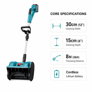 Pelle à neige électrique sans fil, largeur de déneigement de 30 cm, souffleur à neige au lithium-ion, portée de projection de 8 m pour le déneigement des allées, des trottoirs et des patios - Product Image 4