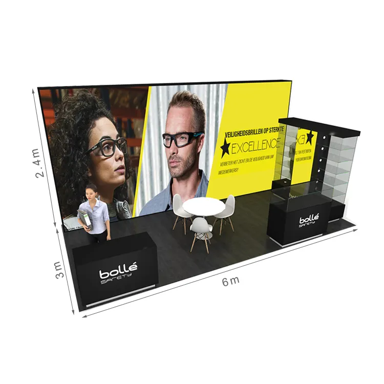 Expo Fair Use Durable Wood Modular Display Booth Design TradeShow Booth 10x10 Cosmetics Microphone Cable Eyewear Glasses Expo Bo