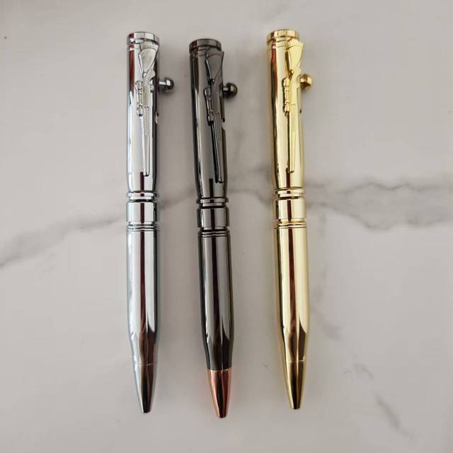 Luxury Solid Brass Bolt Action Pen Heavy Duty Rifle Design with Custom Logo Bullet Shaped Rifle Clip Bar Barrels Metal Material