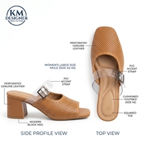 Mules en cuir de luxe pour femme à talon large, grandes tailles, style sandales