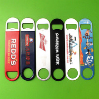 Ouvre-bouteille en acier inoxydable enduit de poudre de style pagaie imprimé OEM Ouvre-bouteille de bière à sublimation promotionnelle avec logo personnalisé