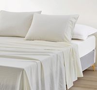Parure de draps King Size lavée - 4 pièces, douce, respirante, résistante aux plis et à la décoloration, draps à poches profondes de 12 pouces, taies d'oreiller en polyester