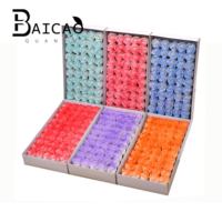 Fleur de savon en forme de rose à 3 couches |   Cadeau pour la Journée des enseignants |   Bleu Glace Pilée |   Bouquet et boîte cadeau en gros pour la décoration