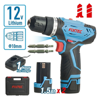 FIXTEC Perceuse à main mini professionnelle 12V avec 2 batteries Li-ion 1500mAh et boîte BMC pour réparation domestique et bricolage