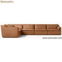 Ensemble de canapés modulaires en cuir de luxe, combinaison personnalisable pour grand salon, mobilier de maison