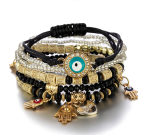 Avrupa ve amerikan popüler bohem tarzı bayanlar 2021 lüks takı el yapımı özel toptan nazar boncuklu bilezik - Product Image 3