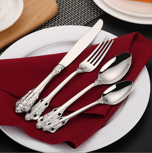 ชุดช้อนส้อมมีดสแตนเลสสตีลเกรด 304 ชุบทองคำขาวสไตล์พระราชวัง รุ่น DFVD326 คุณภาพสูง ดีไซน์ยุโรปเหนือ - Product Image 4