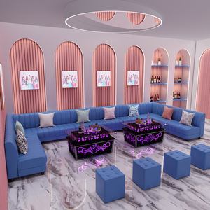 الأوروبية نمط أنيقة الأرجواني ملهى ليلي مقعد أريكة خشب متين اليد منحوتة البنفسجي ستوكات جلدية الانارة أثاث الفندق - Product Image 3