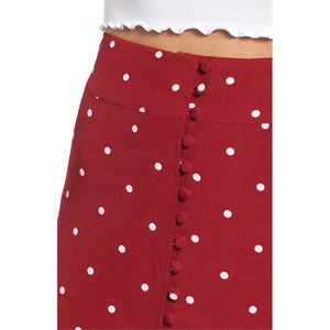 Faldas casuales para mujer con botones frontales y volantes de lunares, elegante falda plisada ajustada, falda francesa de cintura alta con estampado floral, a la moda y sexy. - Product Image 4