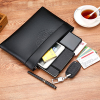 Tas Clutch PU Desainer Mewah Pria, Dompet Selempang, Kapasitas Besar, Tahan Air, Penutup Ritsleting, Bisnis Kasual