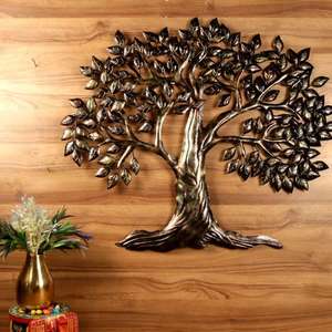 Décoration murale en métal en forme d'arbre, sculpture murale artisanale en forme d'arbre de vie marron, décoration murale moderne de grande taille pour salon et bureau - Product Image 3