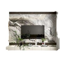 Table basse en marbre blanc naturel Siena, luxe léger, pour mur de fond TV et plan de travail