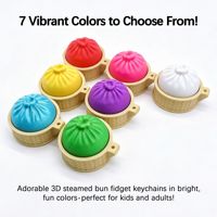 Porte-clés et pendentif mignon en forme de boulette colorée imprimée en 3D, jouet sensoriel à pincer anti-stress et de relaxation