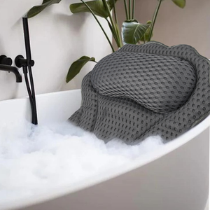 バスタブクッション浴槽ヘッドレスト6パワフル吸引カップ滑り止め高級バックネックサポートSPA通気性4Dバス枕 - Product Image 6