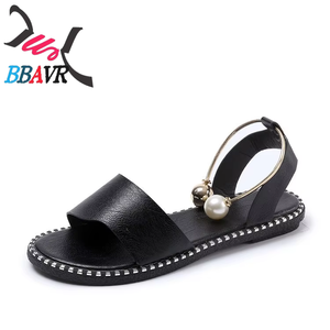 Nueva Colección Primavera 2025, Sandalias Planas Casuales para Mujer, Tallas Grandes, Ligeras, con Cordones Metálicos de Perlas, Estampadas, Modernas, de Verano - Product Image 4