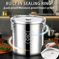 Seau de rangement hermétique en acier inoxydable 304 pour cuisine, double usage (aliments secs et humides), avec joint d'étanchéité, compatible congélateur et lave-vaisselle