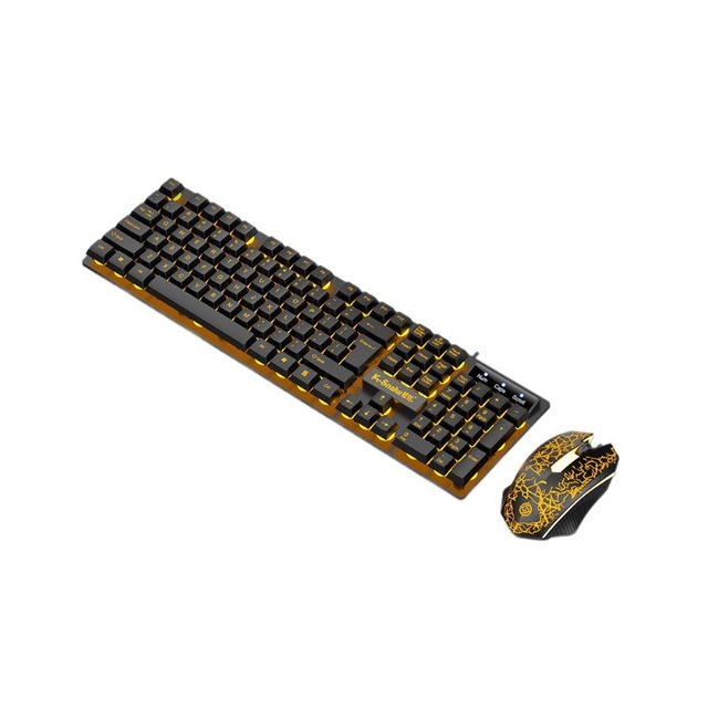 Viper KM320 USB Wired Keyboard and Mouse Set Suspended Backlit Gaming Keyboard with Cracked Design