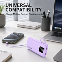 Batterie externe portable personnalisée 22,5 W PD à charge rapide avec batterie de 10 000 mAh, double sortie USB et Type-C et câbles intégrés