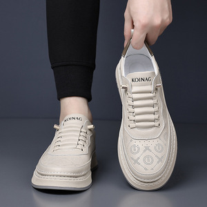 Koinag Chaussures décontractées d'été respirantes à lacets pour hommes, bout rond blanc, semelle en caoutchouc, doublure en maille - Product Image 3