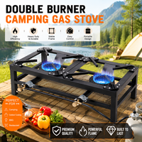Réchaud à gaz robuste à 2 brûleurs en fonte, cuisinière d'extérieur portable, brûleur de barbecue de camping haute efficacité