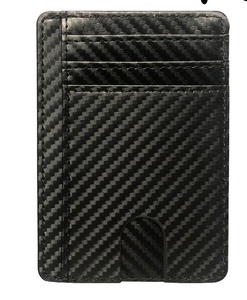Trending Slim RFID Bloqueio Cartão De Crédito Titular Fibra De Carbono Couro Frente Bolso Carteira para Homens Mulheres Meninas - Product Image 2
