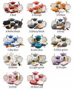 Juego de ollas de siete piezas esmaltadas, incluye olla para sopa, olla para guisos, sartén, bandeja para hornear, diseño moderno, utensilios de cocina universales para el hogar. - Product Image 6