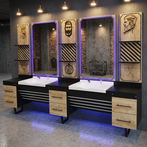 Miroir Moderne de Luxe en Bois, Station de Salon, Meuble Pliable et Ajustable pour Barbier, Unité de Pédicure, Usage Commercial Extérieur - Product Image 3