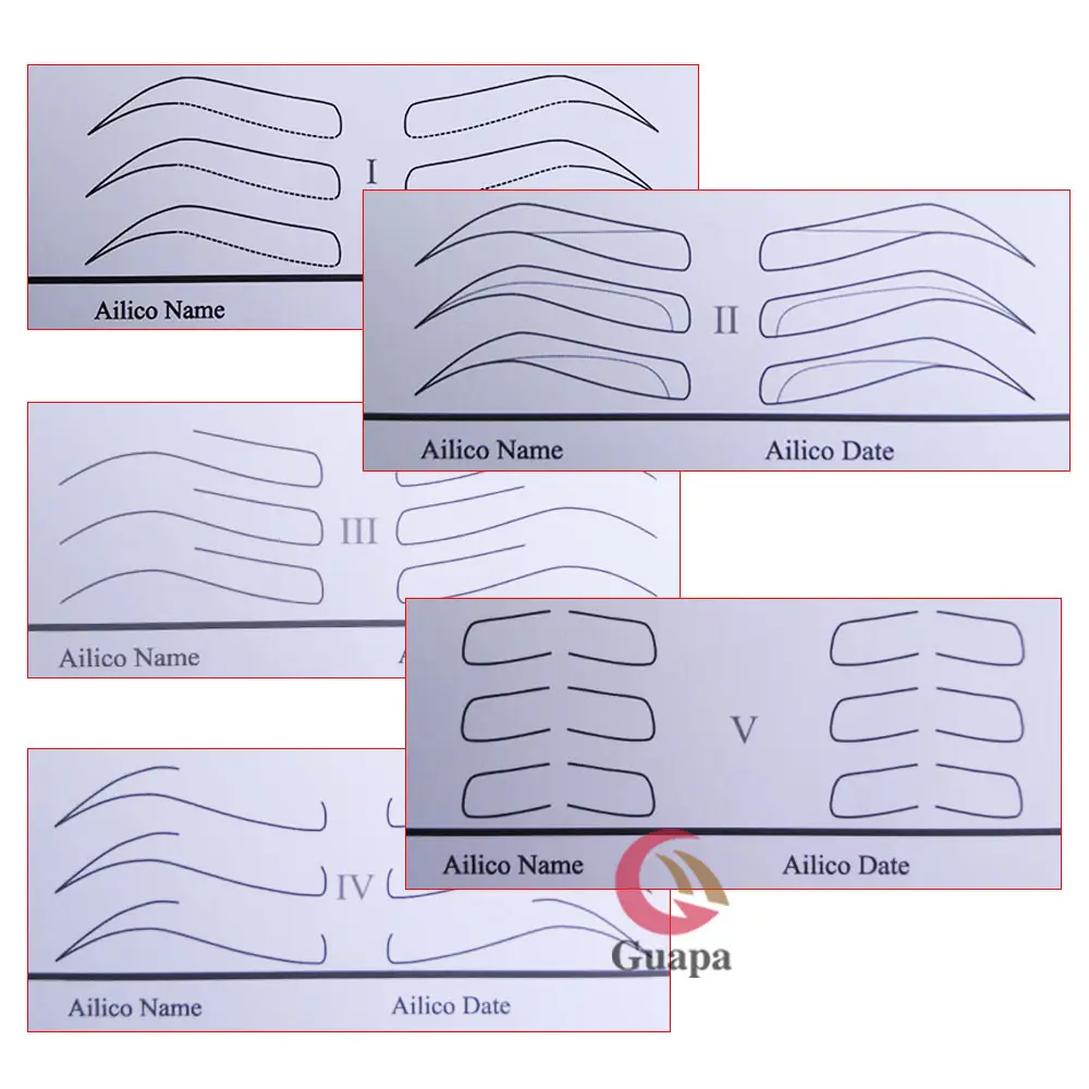 Microblading เครื่องมือสำหรับเริ่มต้นอุปกรณ์แต่งหน้าถาวร Eyebrow Stencils Shaping ต่างๆ Brows แม่พิมพ์แม่แบบการวาดภาพ