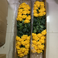 Bunga Mawar Sutra Kuning Buatan Real Touch G-718 Tangkai Panjang Tunggal, Banyak, untuk Dekorasi Pernikahan, Pesta, Hotel, dan Meja