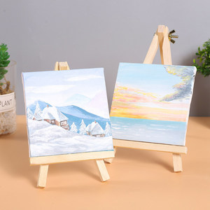 Juego de Mini Caballetes de Lona y Madera Natural al por Mayor de Fábrica, Caballetes de Madera Mini de Varios Tamaños con Lona para Pintura Infantil - Product Image 4