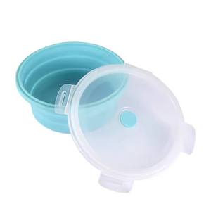 Fiambrera plegable de silicona portátil sin BPA, fiambrera <span class=keywords><strong>personalizada</strong></span> a prueba de fugas, cajas Bento con tapas de plástico para comida de niños - Product Image 5