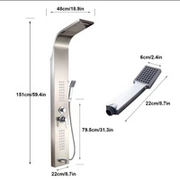 Panneau de douche en acier inoxydable 304 avec affichage numérique, système de colonne de douche murale à 5 fonctions pour salle de bain