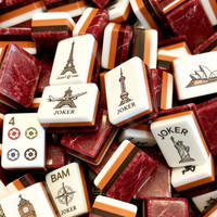 Jeu de tuiles de mahjong en marbre, tuiles multicouches en acrylique couleur chocolat au lait, décoration pour la maison