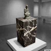 Sculpture de luxe moderne en marbre noir et blanc, socle de présentation écologique, vase décoratif, support d'art en pierre massif pour la maison et l'hôtel